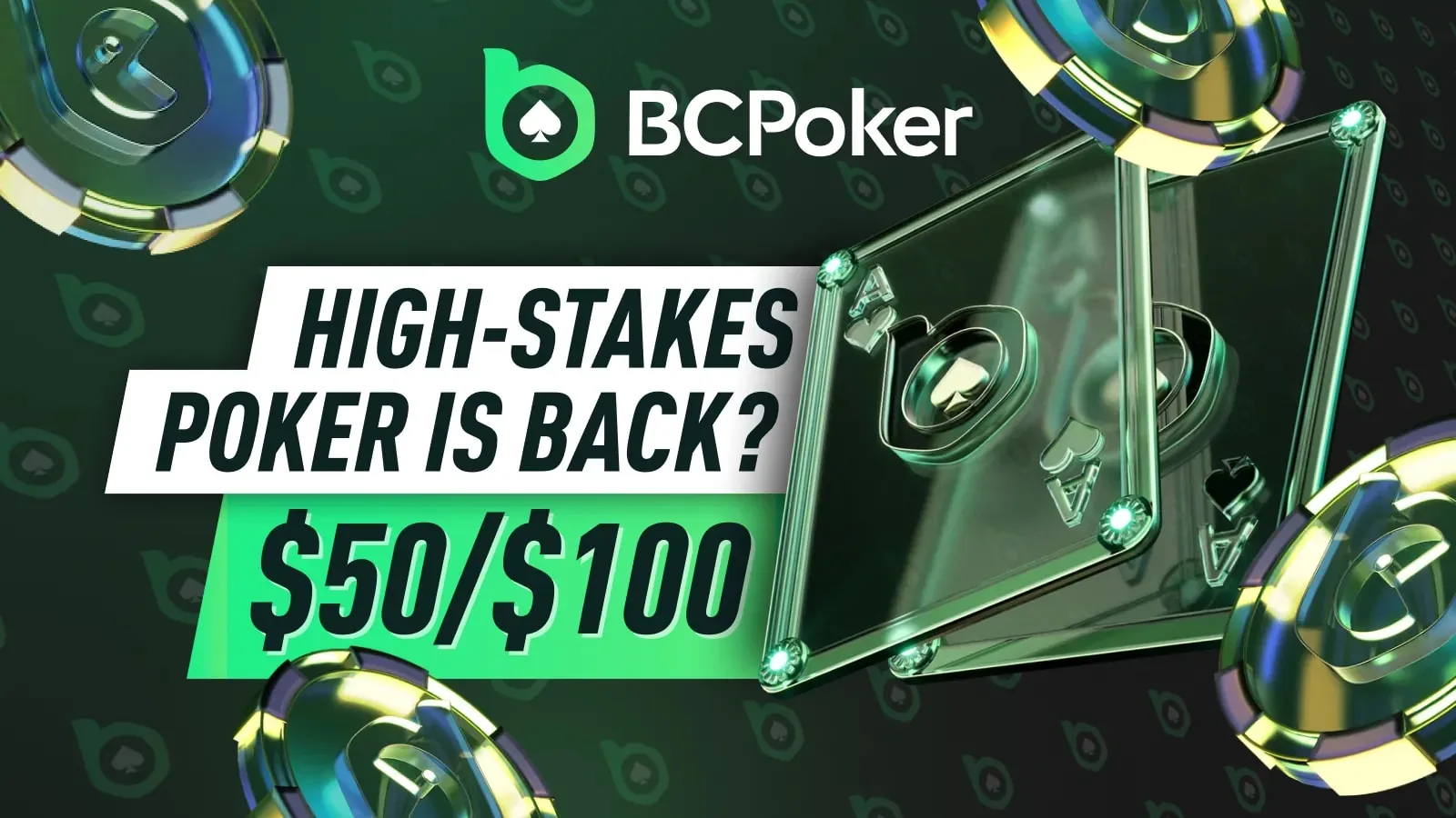 BCPoker проводит игру в онлайн-покер с высокими ставками $50/$100