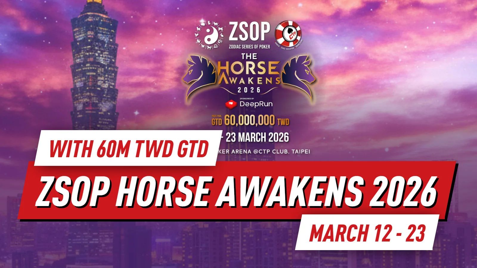ZSOP The Horse Awakens 2026: Тайбэй готовится к покерному зрелищу с GTD 60 M TWD