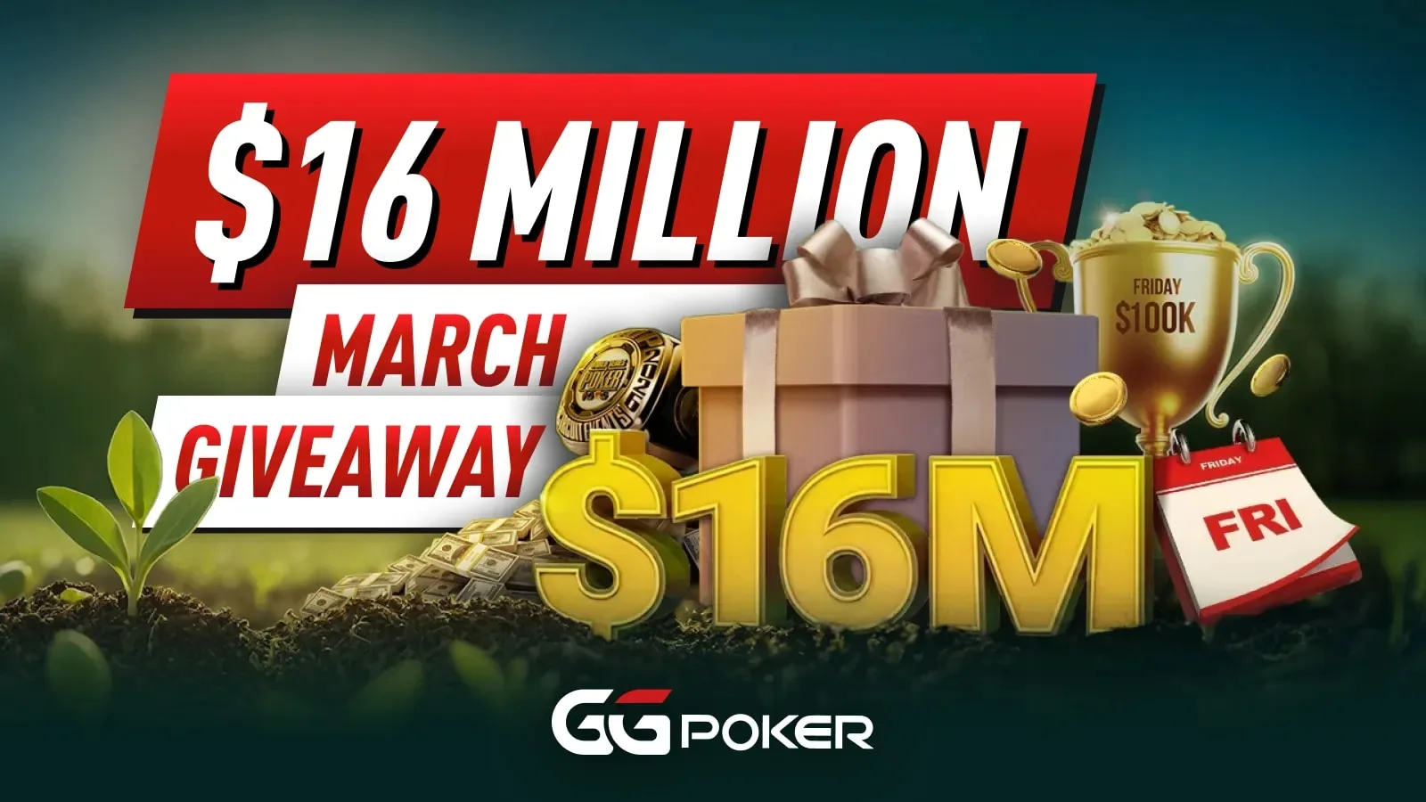 GGPoker: Мартовский розыгрыш на $16M – Дропы билетов WSOP, пятничный лидерборд на $100K и денежные награды