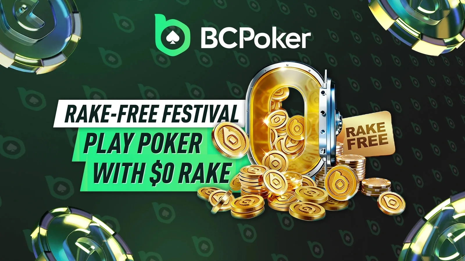 BCPoker Rake-Free Festival — рейк $0 на PLO, MTT, Short Deck и Spin & Go
