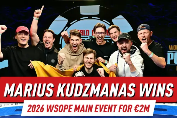 Мариус Кудзманас выиграл Главное событие WSOPE 2026, победив японца Акихиро Кониши