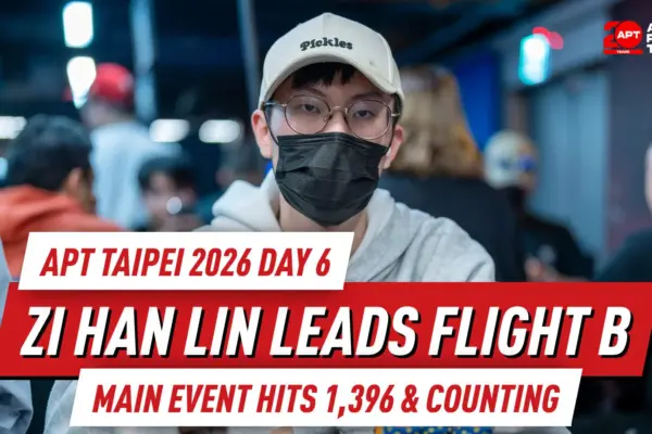 Главное событие APT Taipei 2026 достигло 1 396 регистраций и продолжает расти, в то время как Цзы Хань Линь лидирует в полете B, а Вонгвичит возглавляет суперзвездную финальную пятерку.