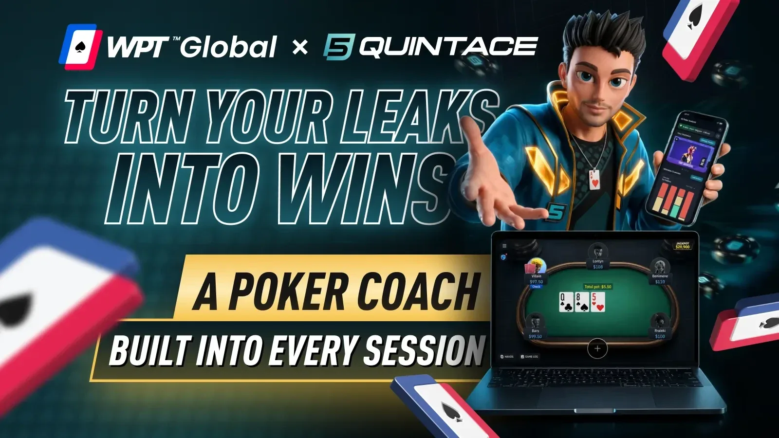 Обзор QuintAce Hand на WPT Global (Бесплатный решатель)