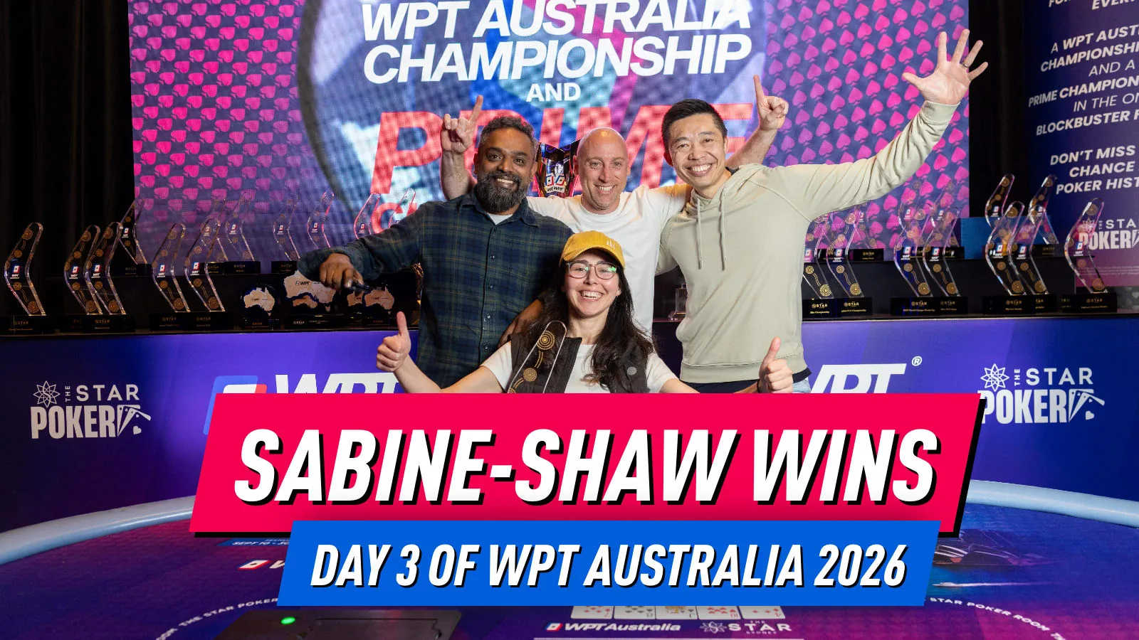 WPT Australia 2026 День 3 Итоги: Даррен Рис возглавляет День 1c, а Тарин Сабин-Шоу выигрывает Triple Temptation